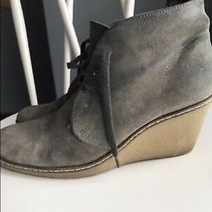 J. Crew MacAlister Wedge Heel Suede Leather Ankle Boots